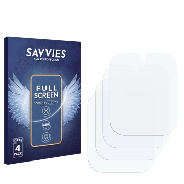Vorderseite einer Produktverpackung mit dem Markenlogo Savvies. Daneben ist der zugehörige Displayschutz.