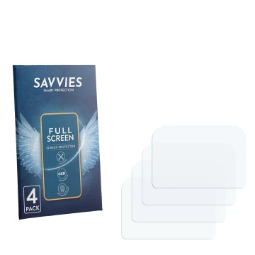 Vorderseite einer Produktverpackung mit dem Markenlogo Savvies. Daneben ist der zugehörige Displayschutz.