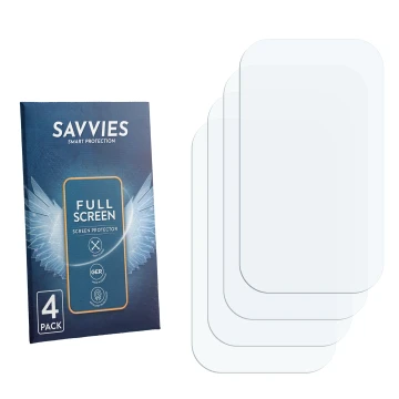 Vorderseite einer Produktverpackung mit dem Markenlogo Savvies. Daneben ist der zugehörige Displayschutz.