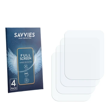 Vorderseite einer Produktverpackung mit dem Markenlogo Savvies. Daneben ist der zugehörige Displayschutz.
