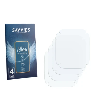 Vorderseite einer Produktverpackung mit dem Markenlogo Savvies. Daneben ist der zugehörige Displayschutz.