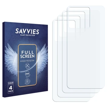 Vorderseite einer Produktverpackung mit dem Markenlogo Savvies. Daneben ist der zugehörige Displayschutz.