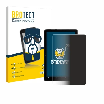 Vorderseite einer Produktverpackung mit dem Markenlogo BROTECT. Daneben ist das Gerät Amazon Fire HD 10 2021 (11. Gen.) mit de