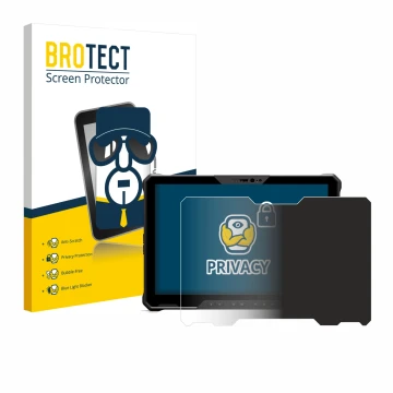 Vorderseite einer Produktverpackung mit dem Markenlogo BROTECT. Daneben ist das Gerät Dell Latitude 7230 Rugged Extreme mit de