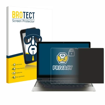 Vorderseite einer Produktverpackung mit dem Markenlogo BROTECT. Daneben ist das Gerät Samsung Galaxy Chromebook 2 360 mit dem 