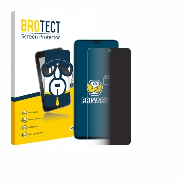 Vorderseite einer Produktverpackung mit dem Markenlogo BROTECT. Daneben ist das Gerät Honor 90 Lite mit dem zugehörigen Displa