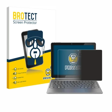 Vorderseite einer Produktverpackung mit dem Markenlogo BROTECT. Daneben ist das Gerät Alldocube iWork 20 Pro mit dem zugehörig