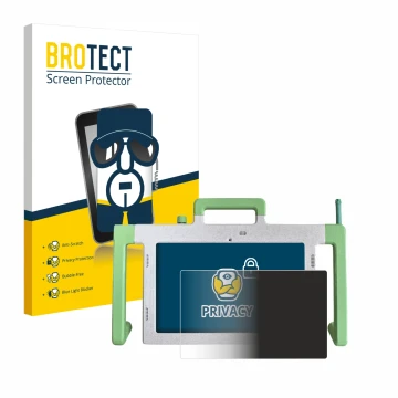 Vorderseite einer Produktverpackung mit dem Markenlogo BROTECT. Daneben ist das Gerät Telemarie Tablet 10.1