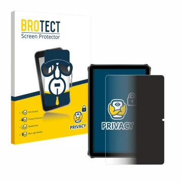 Vorderseite einer Produktverpackung mit dem Markenlogo BROTECT. Daneben ist das Gerät Oukitel RT9 mit dem zugehörigen Displays