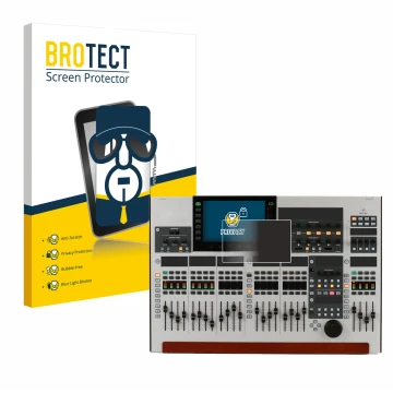 Vorderseite einer Produktverpackung mit dem Markenlogo BROTECT. Daneben ist das Gerät Behringer Wing mit dem zugehörigen Displ