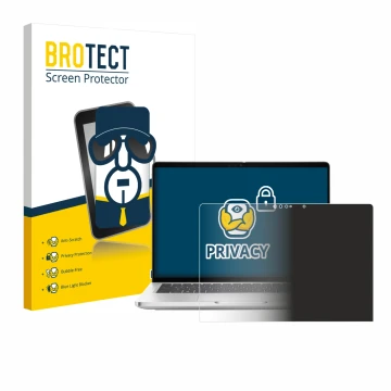 Vorderseite einer Produktverpackung mit dem Markenlogo BROTECT. Daneben ist das Gerät Dell Pro 13 Plus 2-in-1 mit dem zugehöri