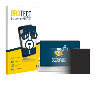 Vorderseite einer Produktverpackung mit dem Markenlogo BROTECT. Daneben ist das Gerät Dell XPS 13 9350 2024 mit dem zugehörige