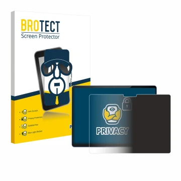 Vorderseite einer Produktverpackung mit dem Markenlogo BROTECT. Daneben ist das Gerät Microsoft Surface Pro 13 mit dem zugehör