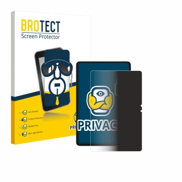 Vorderseite einer Produktverpackung mit dem Markenlogo BROTECT. Daneben ist das Gerät Blackview Mega 3 mit dem zugehörigen Dis