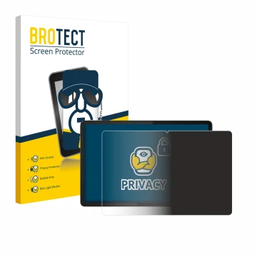 Vorderseite einer Produktverpackung mit dem Markenlogo BROTECT. Daneben ist das Gerät Lenovo Tab K11e mit dem zugehörigen Disp