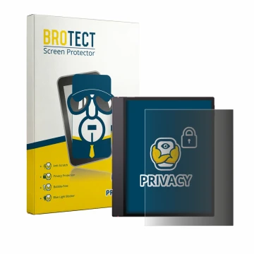 Vorderseite einer Produktverpackung mit dem Markenlogo BROTECT. Daneben ist das Gerät Boox Note Air 6 C mit dem zugehörigen Di