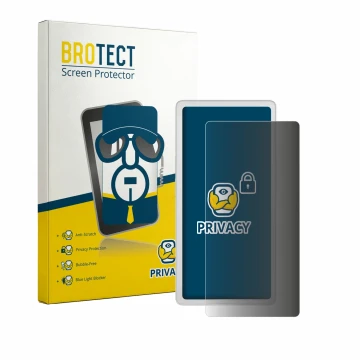Vorderseite einer Produktverpackung mit dem Markenlogo BROTECT. Daneben ist das Gerät PocketBook Q mit dem zugehörigen Display