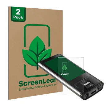 Vorderseite einer Produktverpackung mit dem Markenlogo ScreenLeaf. Daneben ist das Gerät Intenso Video Shooter 2,4