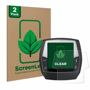 Vorderseite einer Produktverpackung mit dem Markenlogo ScreenLeaf. Daneben ist das Gerät Bosch Intuvia Performance Line mit de