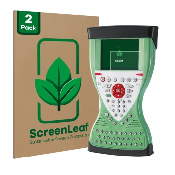 Vorderseite einer Produktverpackung mit dem Markenlogo ScreenLeaf. Daneben ist das Gerät Leica Viva Controller CS15 mit dem zu