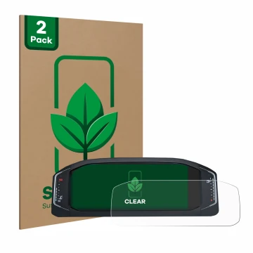 Vorderseite einer Produktverpackung mit dem Markenlogo ScreenLeaf. Daneben ist das Gerät Volkswagen Active Info Display T-Roc 