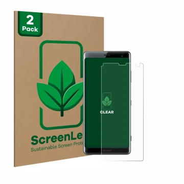 Vorderseite einer Produktverpackung mit dem Markenlogo ScreenLeaf. Daneben ist das Gerät Sony Xperia XZ3 mit dem zugehörigen D