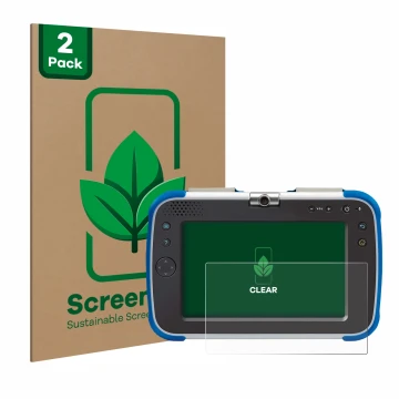 Vorderseite einer Produktverpackung mit dem Markenlogo ScreenLeaf. Daneben ist das Gerät Vtech Storio Max XL 2.0 mit dem zugeh