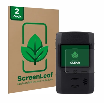 Vorderseite einer Produktverpackung mit dem Markenlogo ScreenLeaf. Daneben ist das Gerät Motorola Advisor TPG2200 mit dem zuge