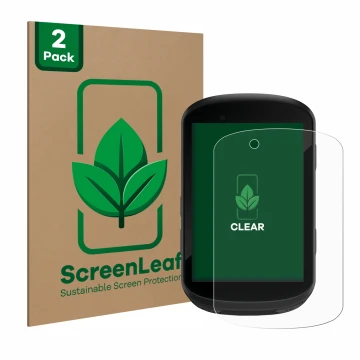Vorderseite einer Produktverpackung mit dem Markenlogo ScreenLeaf. Daneben ist das Gerät Garmin Edge 830 mit dem zugehörigen D