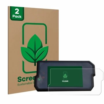 Vorderseite einer Produktverpackung mit dem Markenlogo ScreenLeaf. Daneben ist das Gerät KTM 125 / 390 Duke 2017+ mit dem zuge