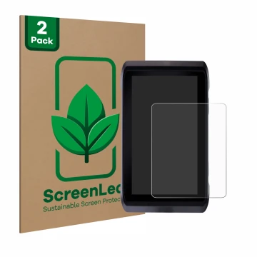 Vorderseite einer Produktverpackung mit dem Markenlogo ScreenLeaf. Daneben ist das Gerät Atomos Shogun 7 mit dem zugehörigen D