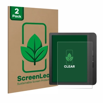 Vorderseite einer Produktverpackung mit dem Markenlogo ScreenLeaf. Daneben ist das Gerät Tolino Vision 5 mit dem zugehörigen D
