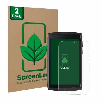 Vorderseite einer Produktverpackung mit dem Markenlogo ScreenLeaf. Daneben ist das Gerät Crosscall Core T4 mit dem zugehörigen