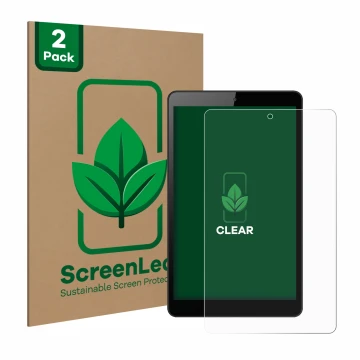 Vorderseite einer Produktverpackung mit dem Markenlogo ScreenLeaf. Daneben ist das Gerät Huawei MediaPad M5 Lite 8