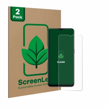 Vorderseite einer Produktverpackung mit dem Markenlogo ScreenLeaf. Daneben ist das Gerät Oppo Find X2 Lite mit dem zugehörigen