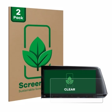 Vorderseite einer Produktverpackung mit dem Markenlogo ScreenLeaf. Daneben ist das Gerät Volkswagen Golf 8 2020 Discover Pro 1