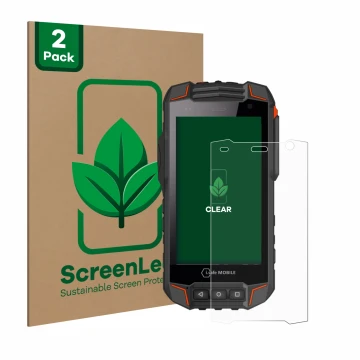 Vorderseite einer Produktverpackung mit dem Markenlogo ScreenLeaf. Daneben ist das Gerät i.safe MOBILE IS530.1 mit dem zugehör
