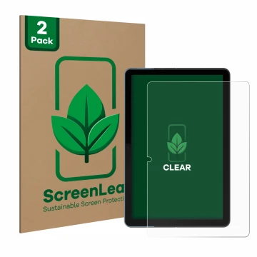 Vorderseite einer Produktverpackung mit dem Markenlogo ScreenLeaf. Daneben ist das Gerät Lenovo IdeaPad Duet Chromebook 10.1