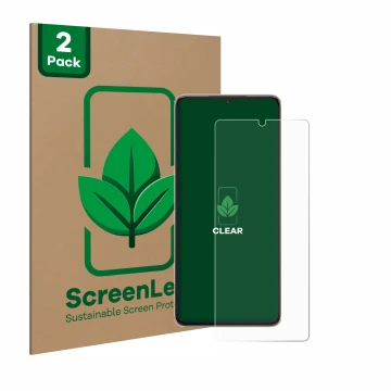 Vorderseite einer Produktverpackung mit dem Markenlogo ScreenLeaf. Daneben ist das Gerät Samsung Galaxy S21 Ultra 5G mit dem z