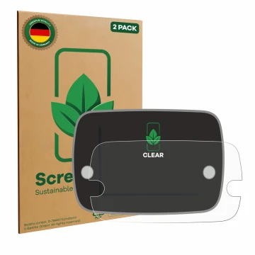 Vorderseite einer Produktverpackung mit dem Markenlogo ScreenLeaf. Daneben ist das Gerät Fiat 500 Series 8 2020 Uconnect 7