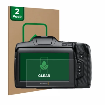 Vorderseite einer Produktverpackung mit dem Markenlogo ScreenLeaf. Daneben ist das Gerät Blackmagic Pocket Cinema Camera 6K Pr