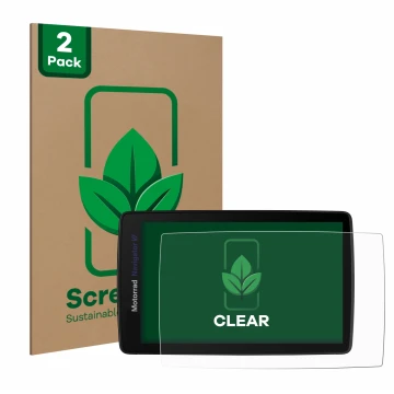 Vorderseite einer Produktverpackung mit dem Markenlogo ScreenLeaf. Daneben ist das Gerät BMW Navigator VI mit dem zugehörigen 