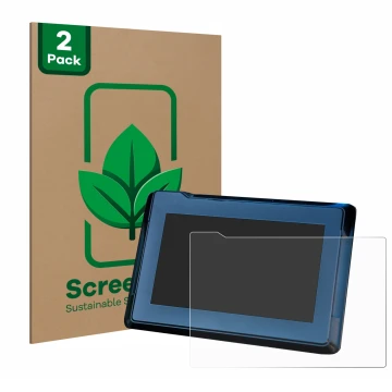 Vorderseite einer Produktverpackung mit dem Markenlogo ScreenLeaf. Daneben ist das Gerät KTM 1290 Super Adventure R 2021 TFT 7