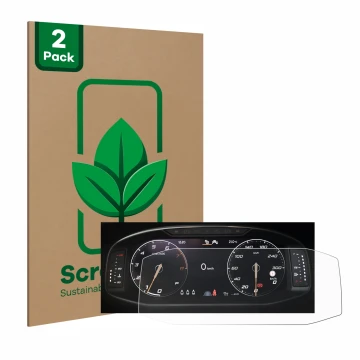 Vorderseite einer Produktverpackung mit dem Markenlogo ScreenLeaf. Daneben ist das Gerät Seat Ateca Facelift 10.25