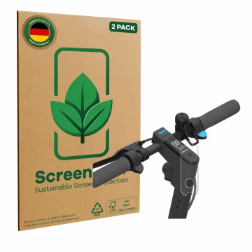Vorderseite einer Produktverpackung mit dem Markenlogo ScreenLeaf. Daneben ist das Gerät Segway Ninebot KickScooter MAX G30D m