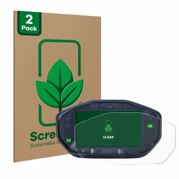 Vorderseite einer Produktverpackung mit dem Markenlogo ScreenLeaf. Daneben ist das Gerät Ducati Monster / Monster + 2021 mit d