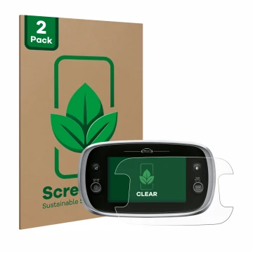 Vorderseite einer Produktverpackung mit dem Markenlogo ScreenLeaf. Daneben ist das Gerät Fiat 500X Uconnect 7