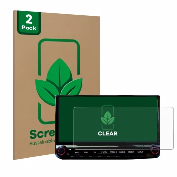 Vorderseite einer Produktverpackung mit dem Markenlogo ScreenLeaf. Daneben ist das Gerät Kia Ceed 2022 Infotainment System 10.
