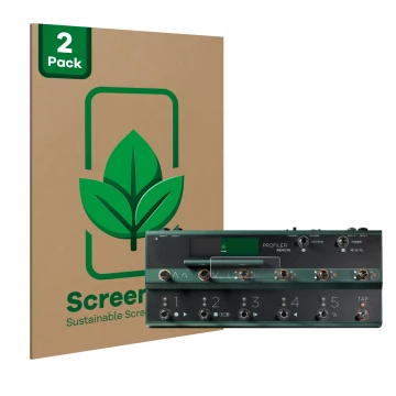 Vorderseite einer Produktverpackung mit dem Markenlogo ScreenLeaf. Daneben ist das Gerät Kemper Profiler Remote mit dem zugehö