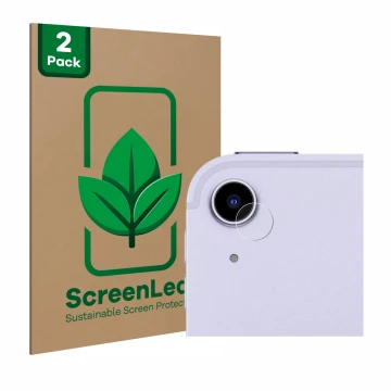 Vorderseite einer Produktverpackung mit dem Markenlogo ScreenLeaf. Daneben ist das Gerät Apple iPad Air 5 WiFi 2022 (NUR Kamer
